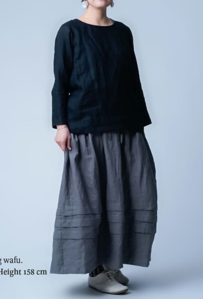 wafu. プレミアムリネントップス　 丸首 トップス LL