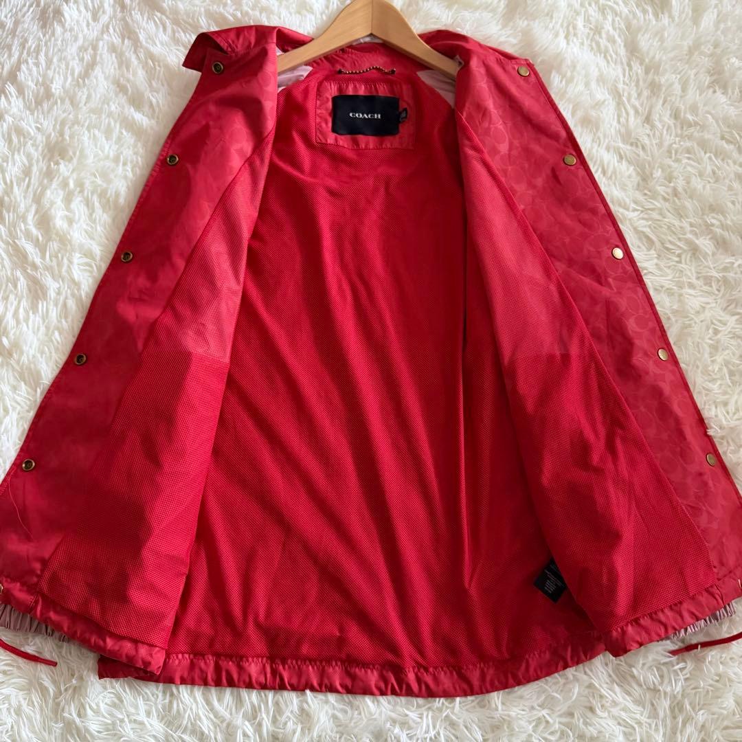 【未使用に近い】コーチ　スカジャン　シグネチャー　バイカラー　赤色　M
