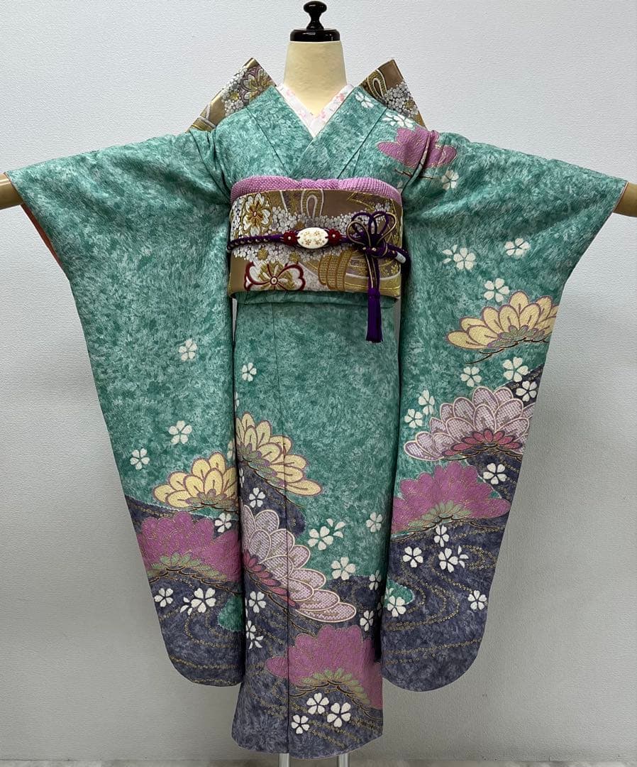 振り袖　フルセット　長襦袢付　金彩加工　疋田柄　結婚式　ふくれ織　成人式　740