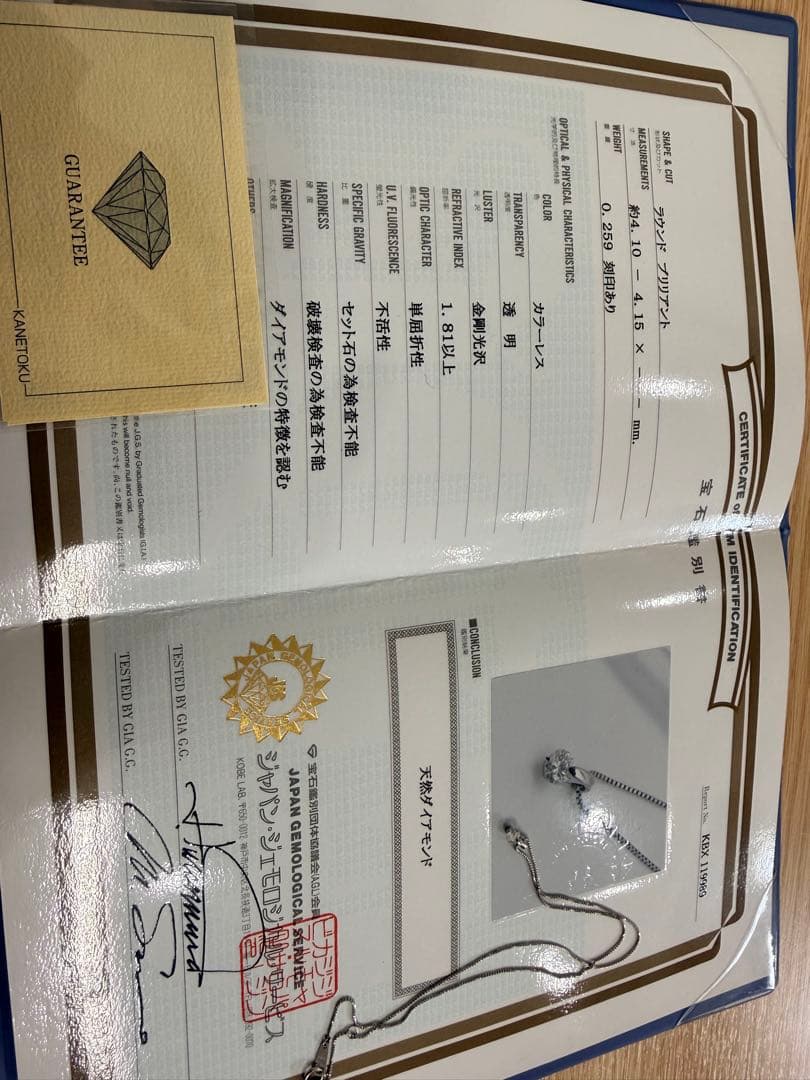 ヴ*助様 鑑別書付 天然ダイヤモンド ネックレス 0.259ct ラウンドブリリ