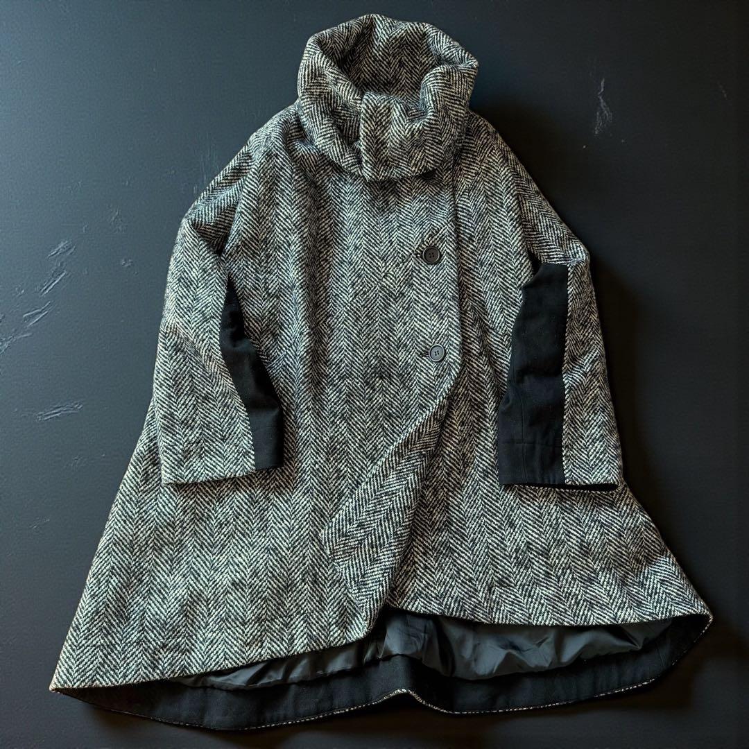 美品✨萌　モユル　MOYURU ウールコート ヘリンボーン アシンメトリー