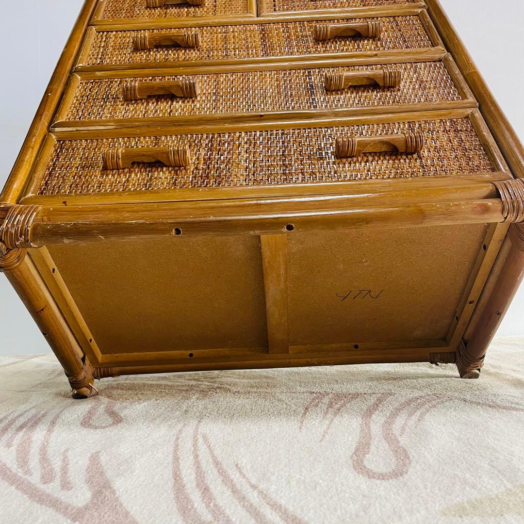 ラタン 4段チェスト 籐家具 洋服タンス レトロ