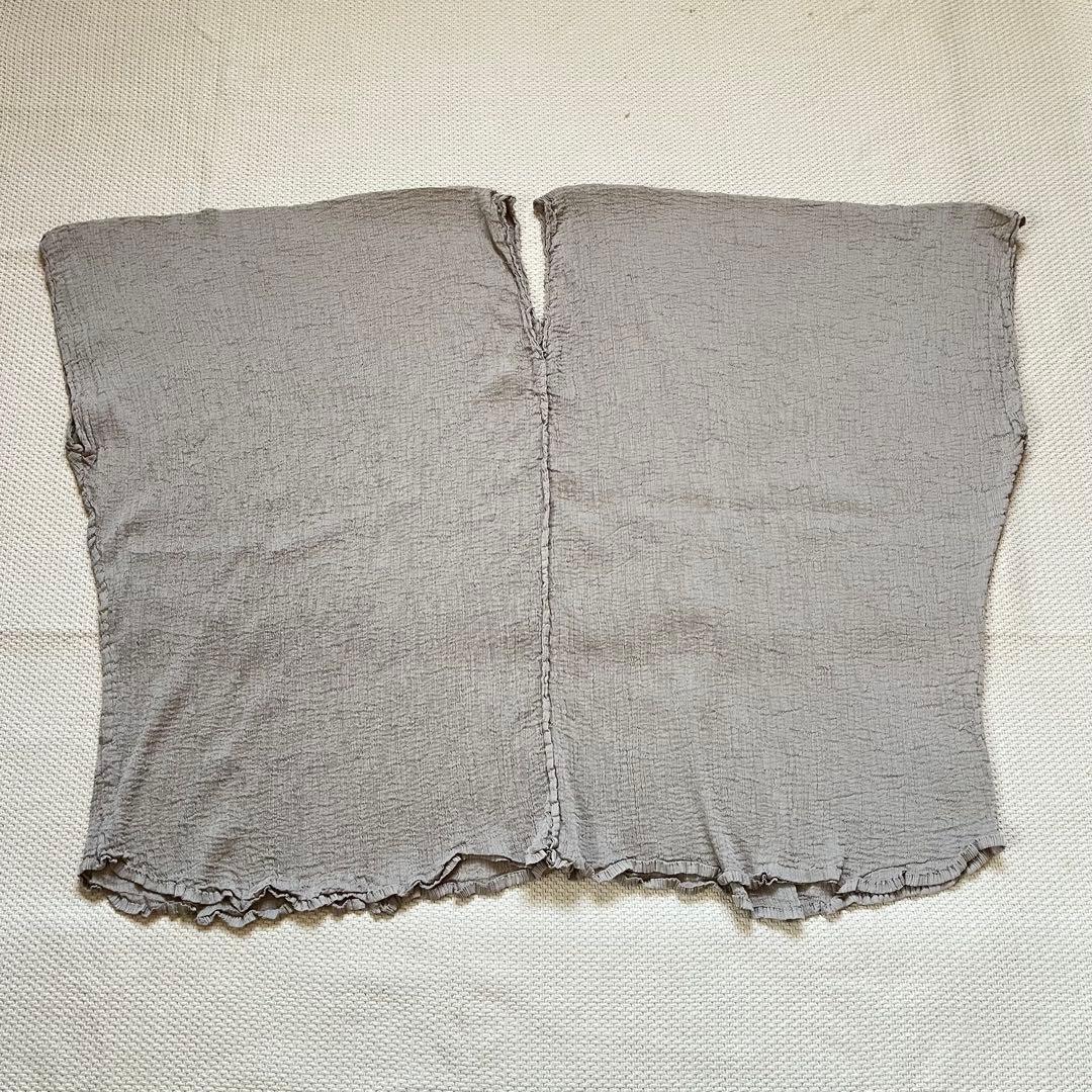 meイッセイミヤケ チュニック　シースルークレープ　ベージュ　フリーサイズ