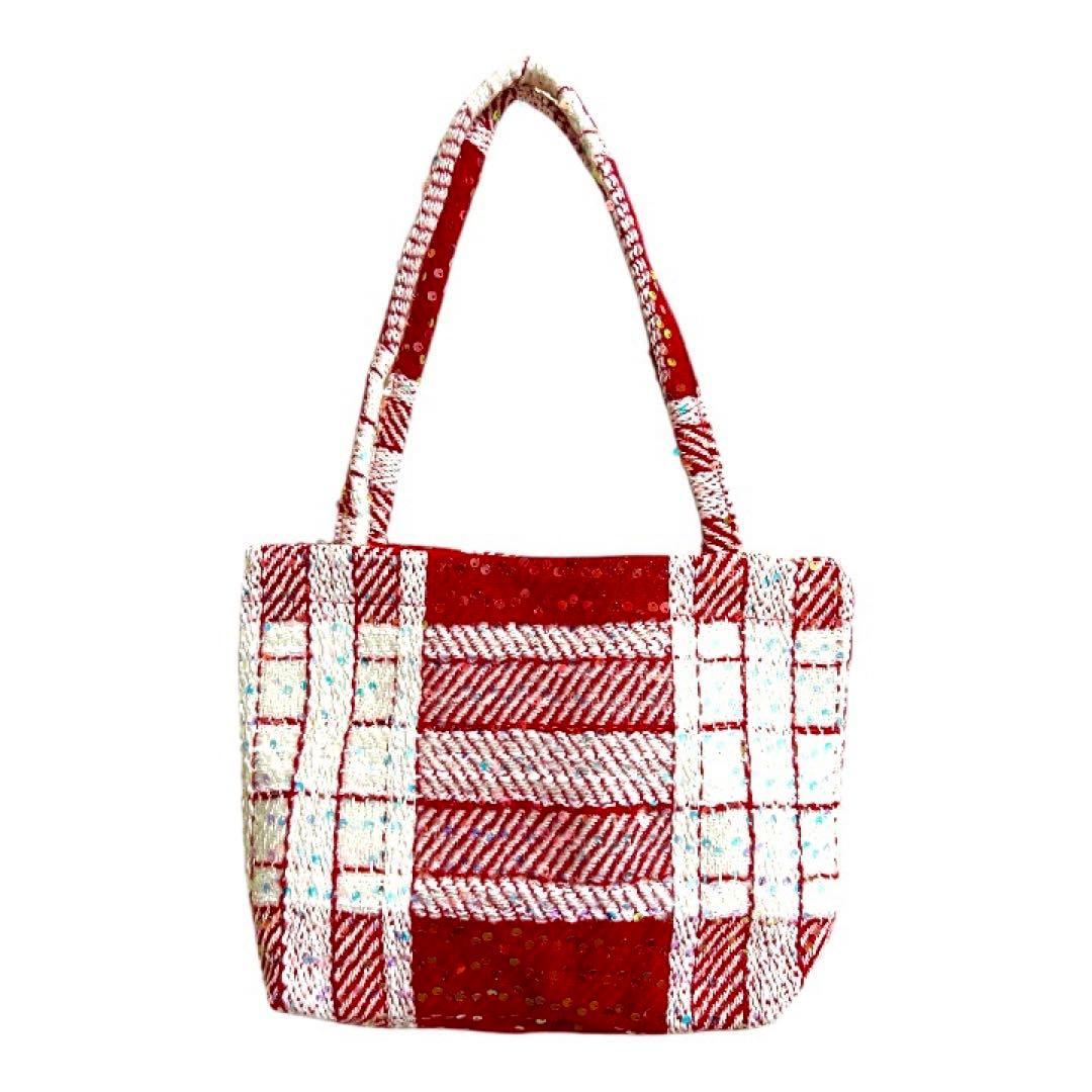 希少 CHANEL シャネル ツイード トートバッグ ノベルティ スパンコール