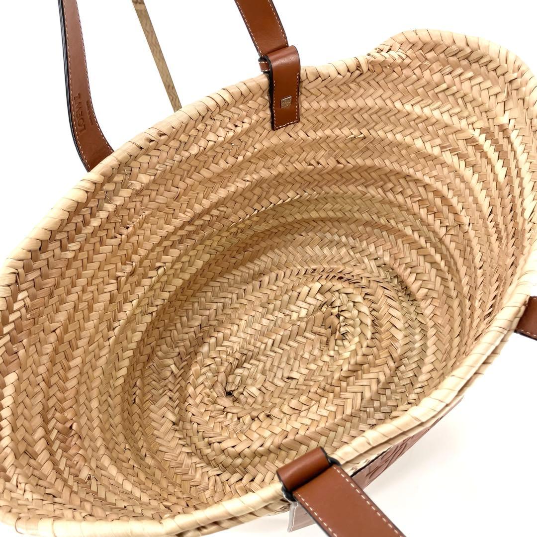 極美品✨　ロエベ　バスケットバッグ　かごバッグ　ミディアム　アナグラム　タン
