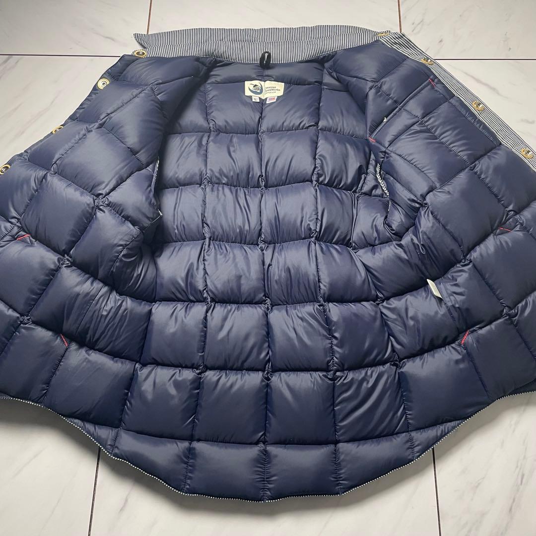 クレセントダウンワークス ボーイズマーケット別注 ダウンシャツ 紺白 L