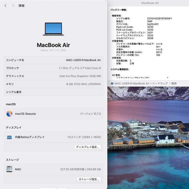 MacBook本体 MacBook Air 2020 i3/8GB/256GB_SPG