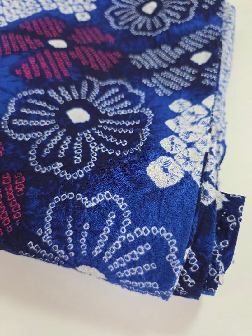 【24時間以内発送】美品 有松絞り 浴衣 蜘蛛絞り 鹿の子絞り 花柄 綿