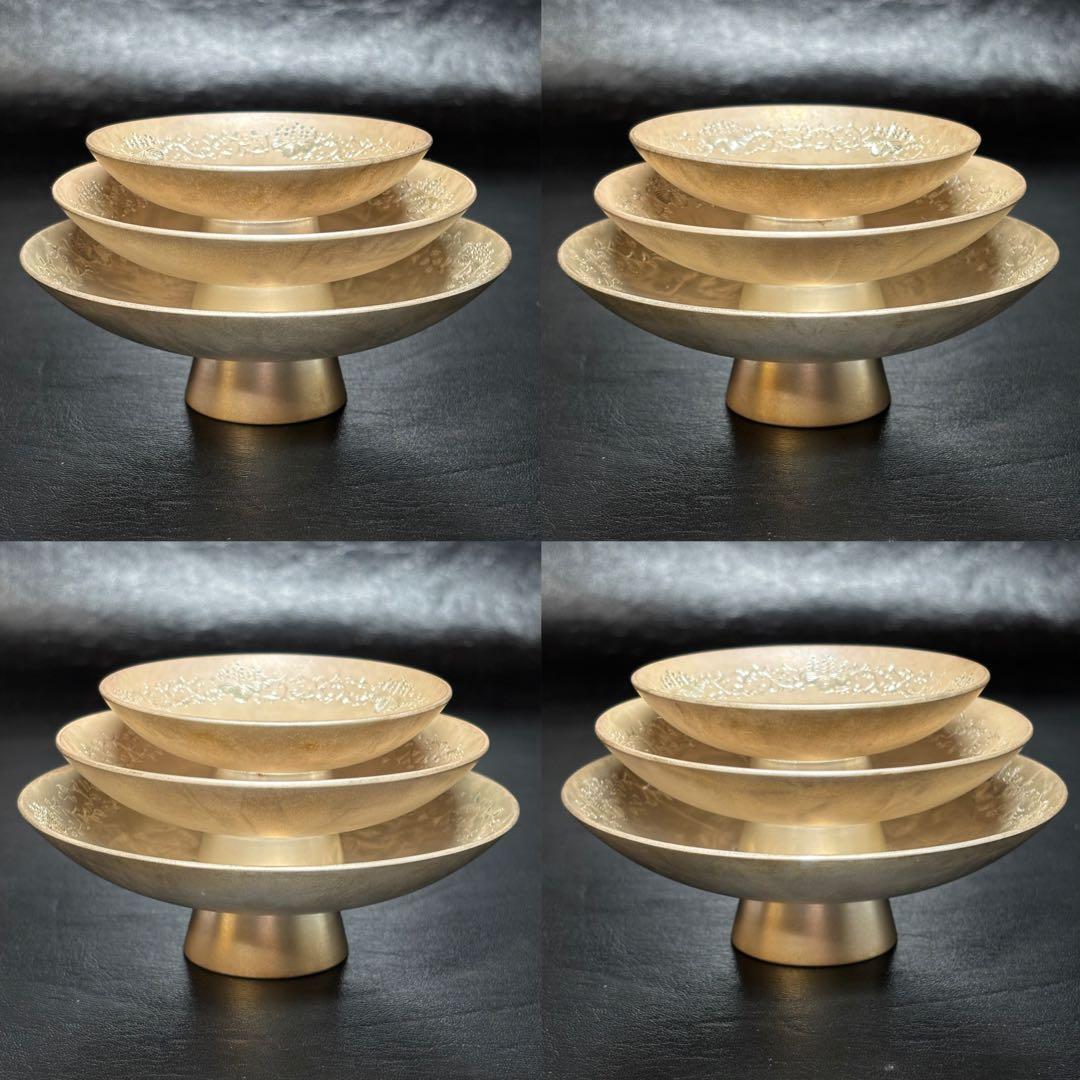 ★金属工芸 純銀 盃3個セット！約315g！純銀刻印！箱付！★