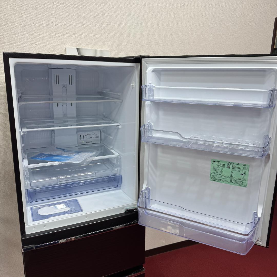 都内23区配送無料　美品三菱3ドア冷蔵庫330L　製氷有2020年製お洒落な茶色