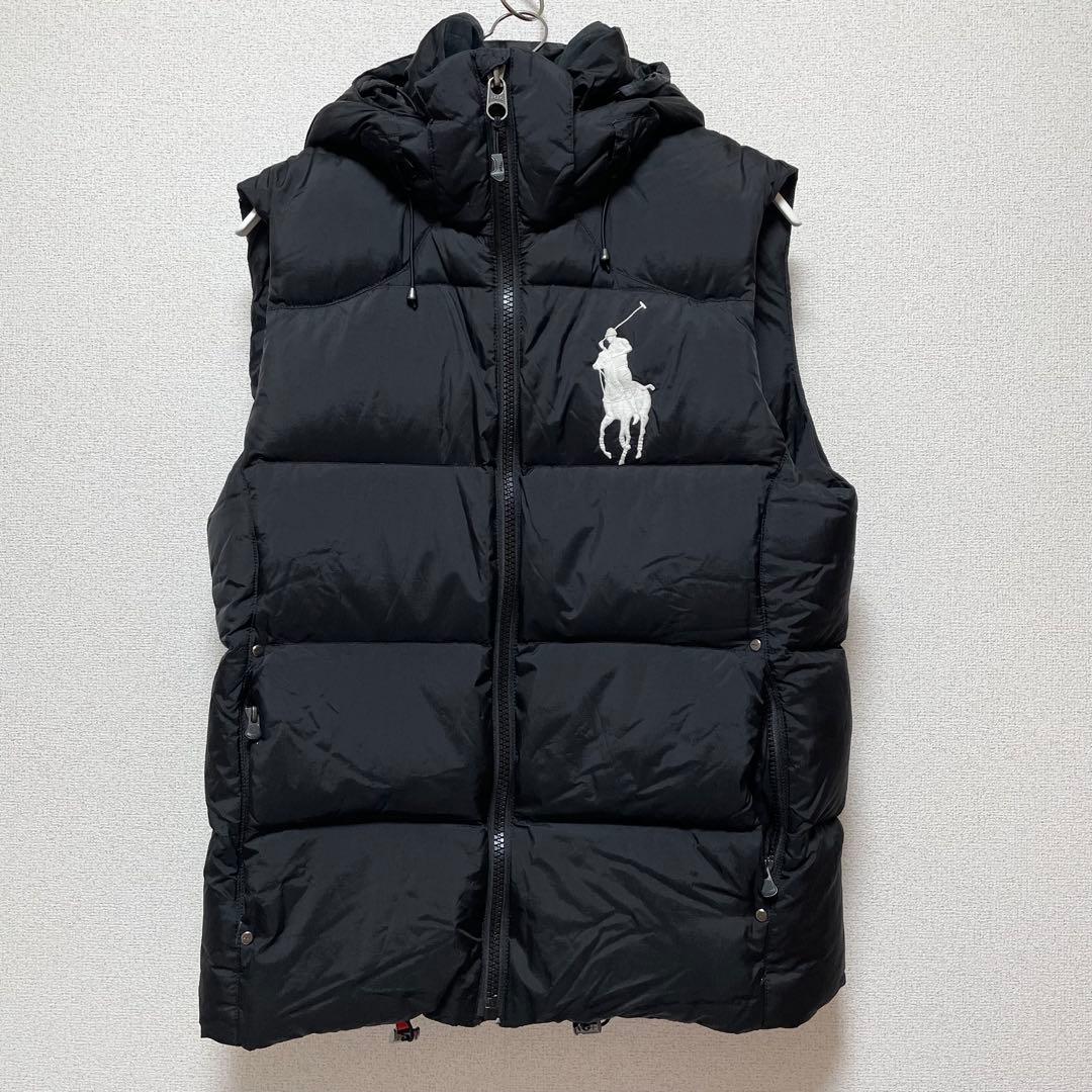 ポロラルフローレン ダウンベスト ビッグポニー刺繍 ブラック M