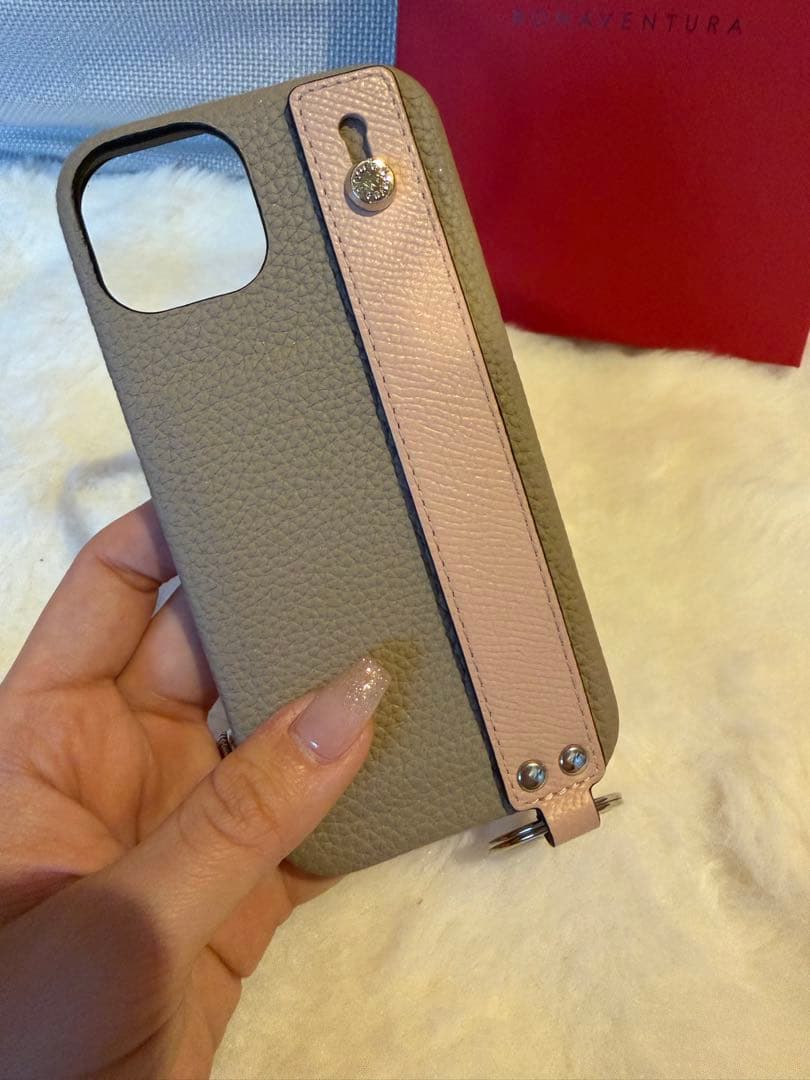 ボナベンチュラ ストラップ付きケース ベージュiPhone14