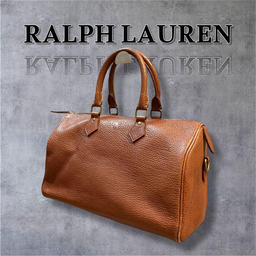 【超希少・鍵付】ラルフローレン レザーボストンバッグ ミニボストン 本革 南京錠