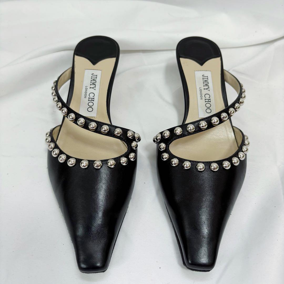 美品✨　JIMMY CHOO ジミーチュウ　ミュール　カーフ　レザー　スタッズ