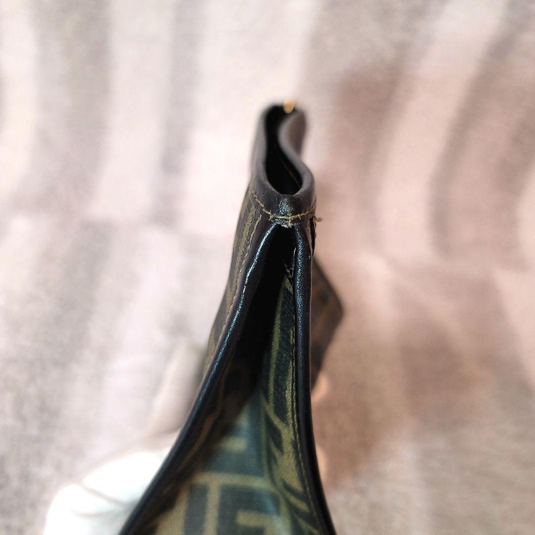 【美品】FENDI ポーチ ズッカ キャンバス ブラウン セカンドバッグ レザー