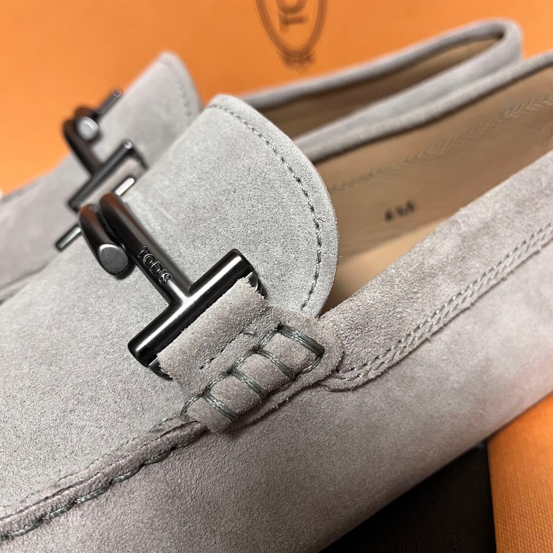 トッズ☆新品☆TOD’sメンズ レザー ゴンミーニ/グレー25.5cmローファー