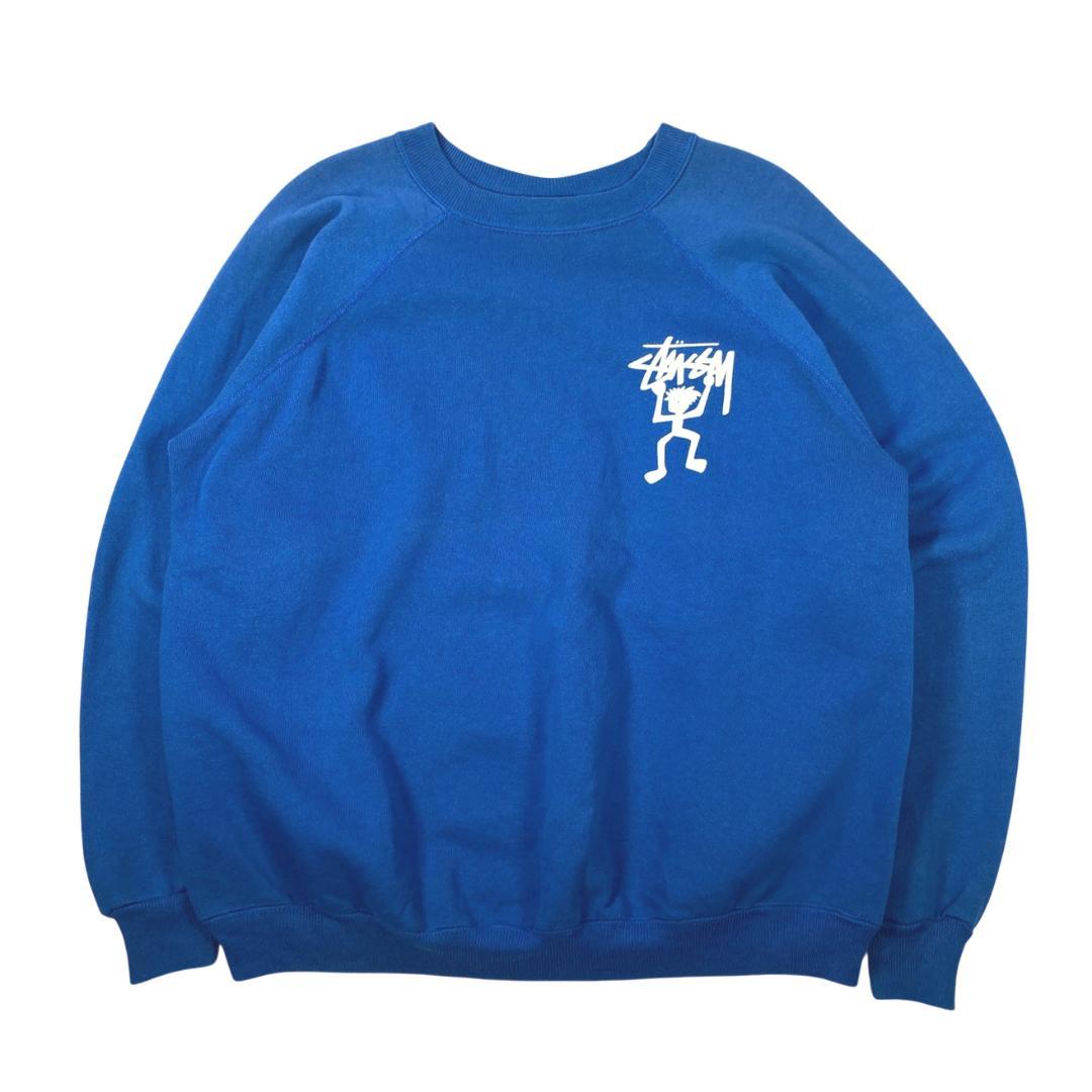 ステューシー シャドーマン スウェット USA製 90s 古着 L ブルー