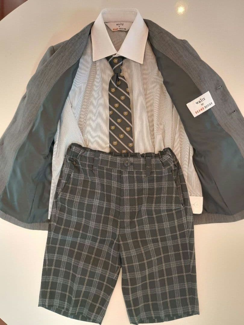 フォーマルスーツ 120cm グレー チェック柄　4点セット