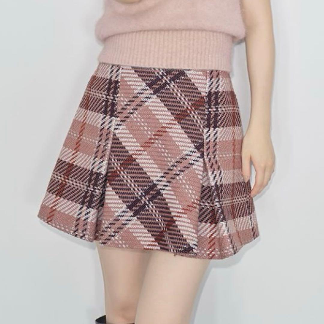 【タグ付き新品】SNIDEL ロービングチェックミニスカート 0サイズ PNK