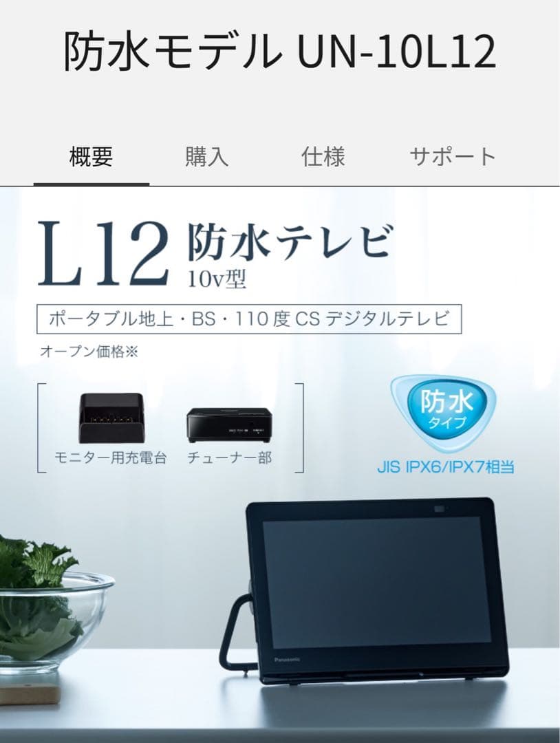 Panasonic プライベート・ビエラ　UN-10L12 ポータブルテレビ