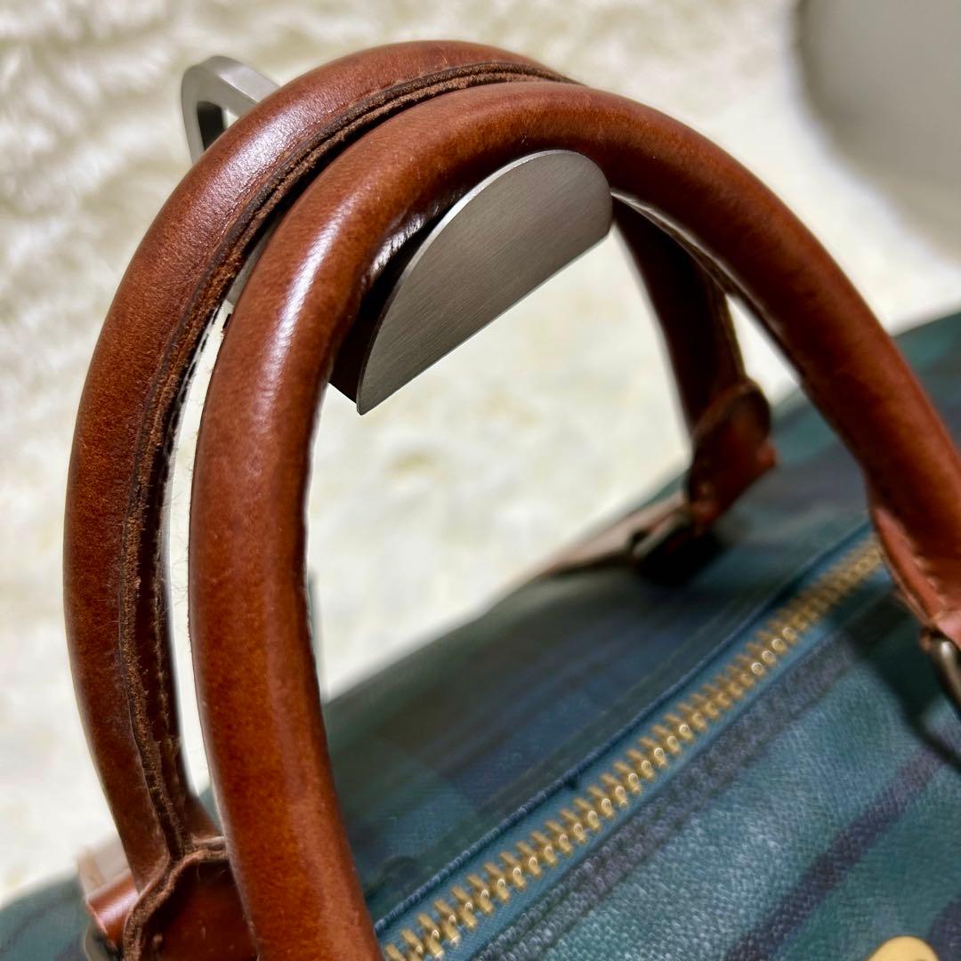 価格交渉歓迎⭐️ ポロラルフローレン　ボストンバッグ　タータンチェック　レザー　革