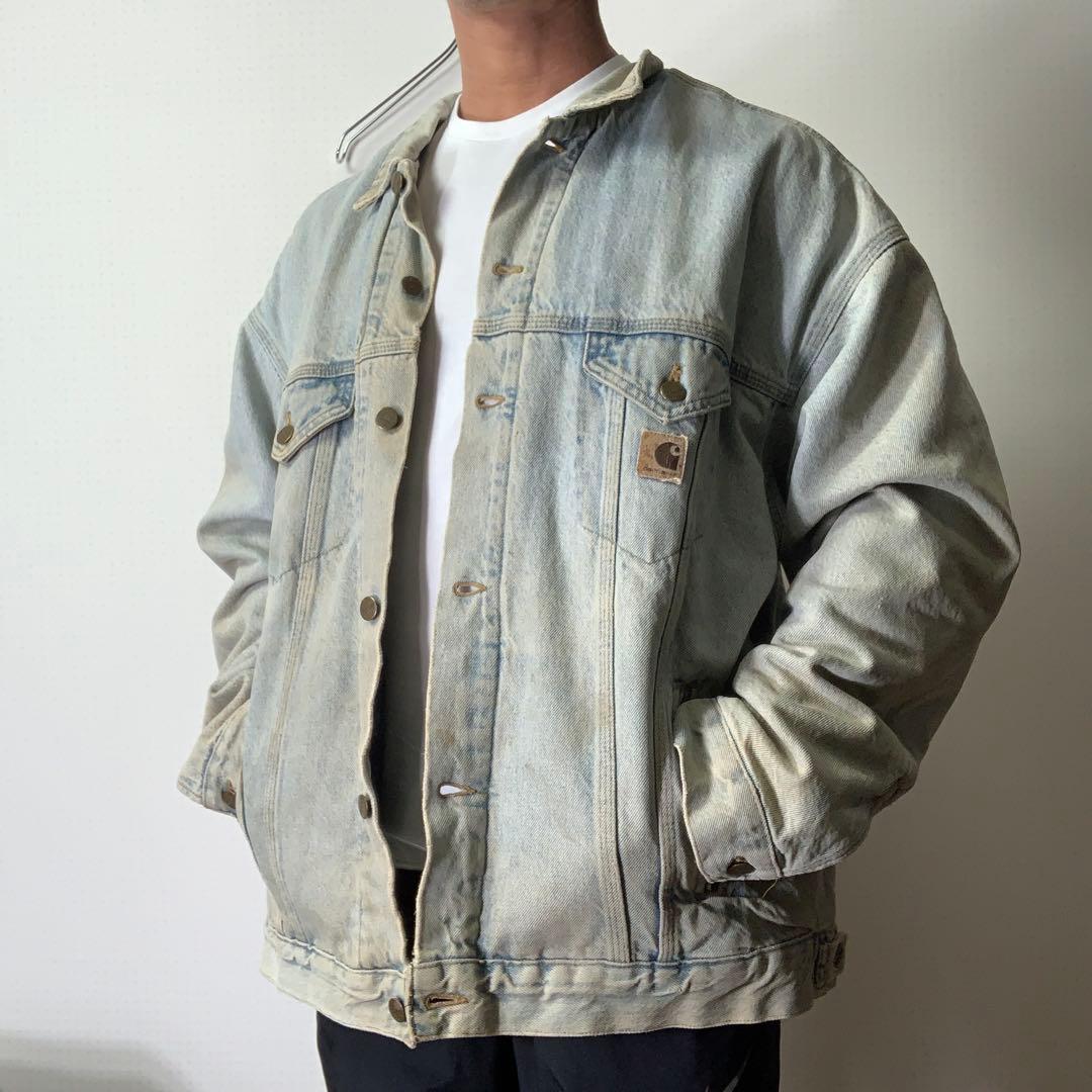 80s USA製 carhartt ブランケット付きデニムジャケット 2XL