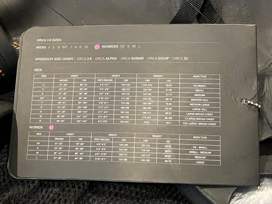 ORCA オルカ　ウエットスーツ　サイズ 3.8 女性 S サイズ