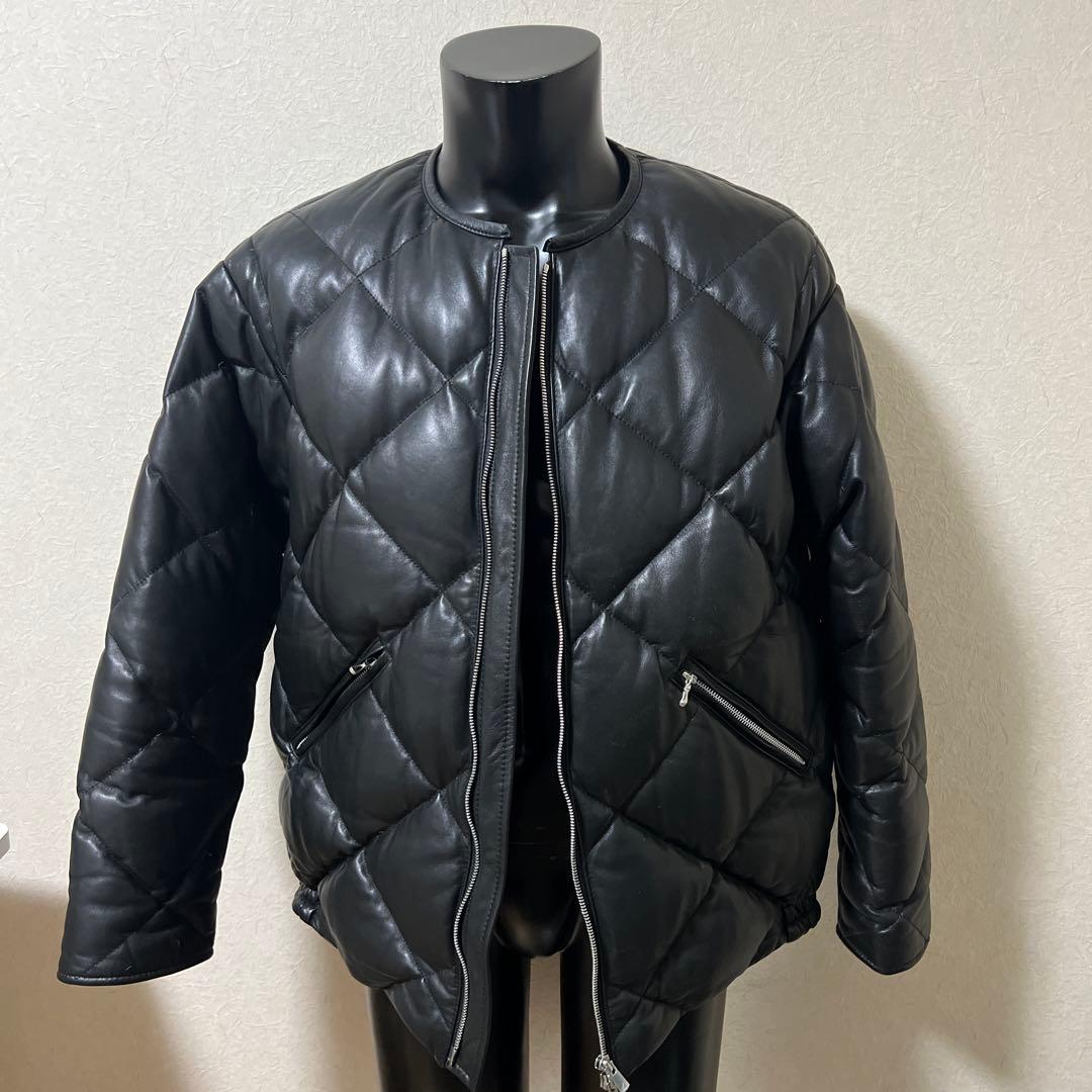 レアな名作⭐️ジャックローズ⭐️ ラムレザー ノーカラーキルト ダウンジャケット