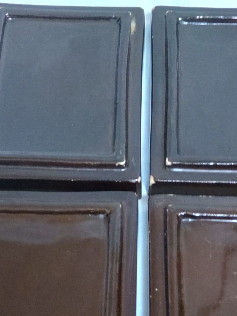 骨董　レトロ　織部釉　歌人　和歌　四角小皿　（古箱　手入？）