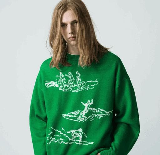 ■新品　RHC Ron Herman　25SS　ジャガードニット　グリーン　XL