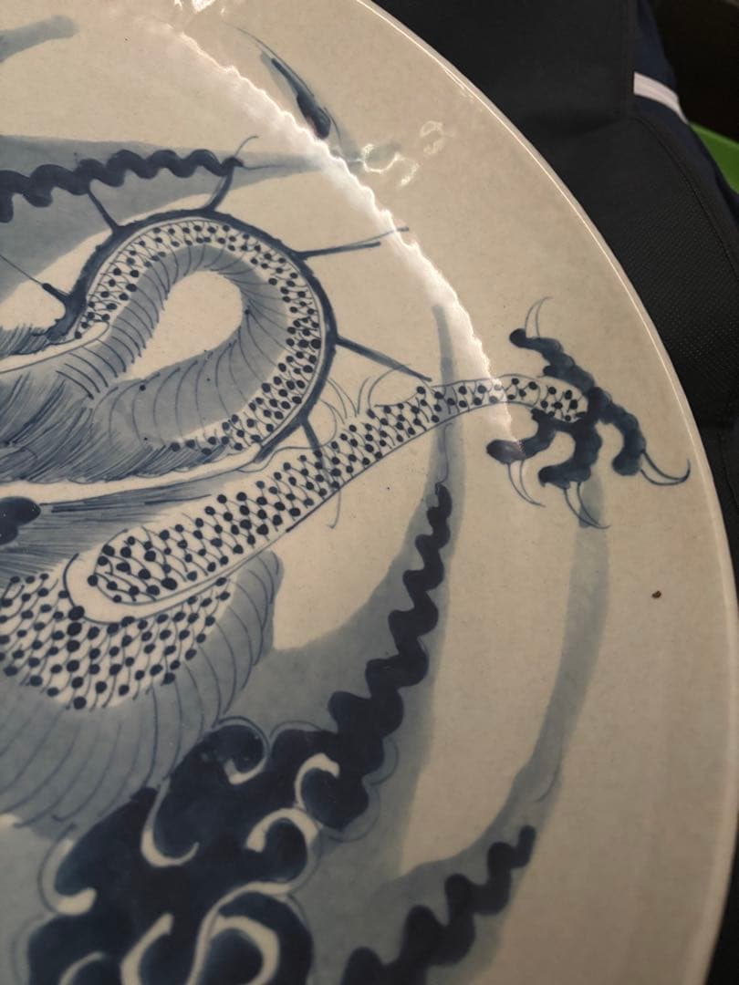 phuonganh05206　特大青花大皿、壺、粉彩中皿　三点セット