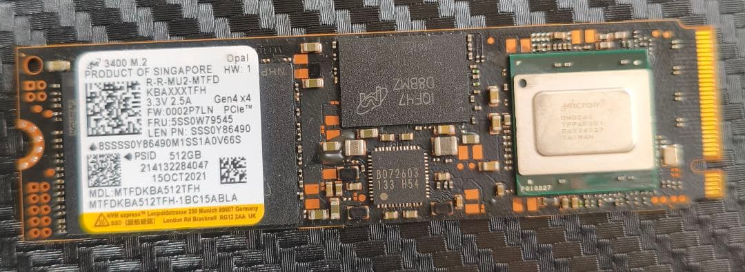 内蔵型SSD 4 Micron MTFDKBA512TFH 512GB NVMe SSD