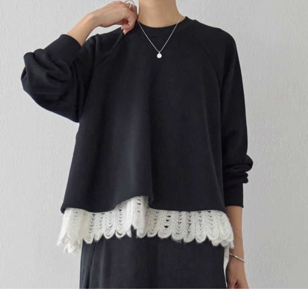 ビアズリー裾タムレースカットソー【新品】