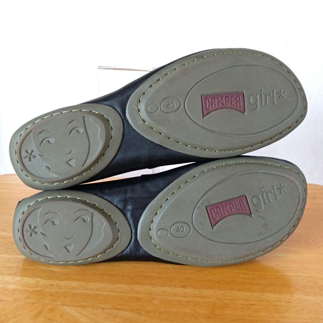 y*i様 美品◆CAMPER カンペール　パンプス　フラット　ギャザー　ブラック