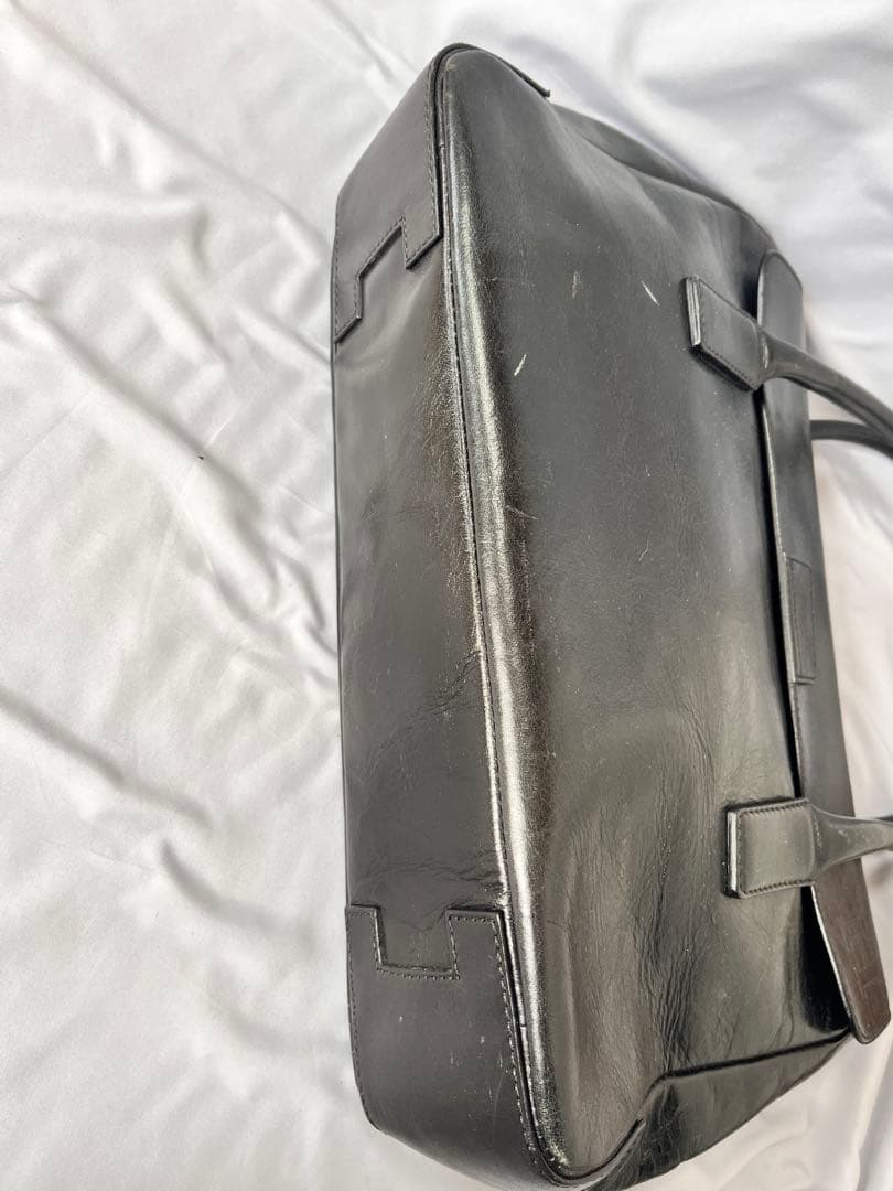 美品 HIROFU ヒロフ 高級牛革 Hロゴ 型押しトートバッグ ブラック