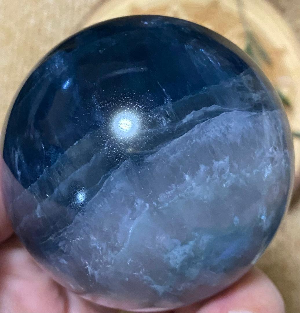 ★ブルー✖ホワイト★フローライト★ラビットヘア★キラキラ オーロラ 虹★スフィア