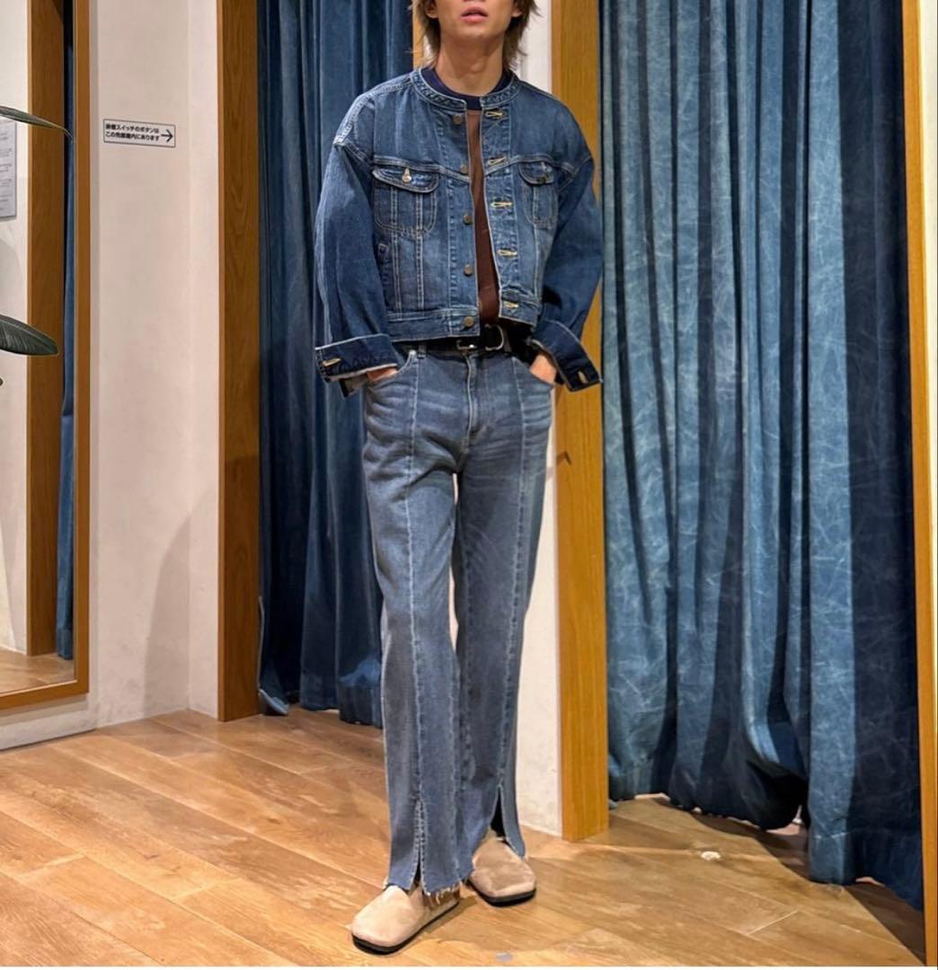 激レア　サンプル品　ノーカラーデニムジャケット　Lee(リー)別注アイテム