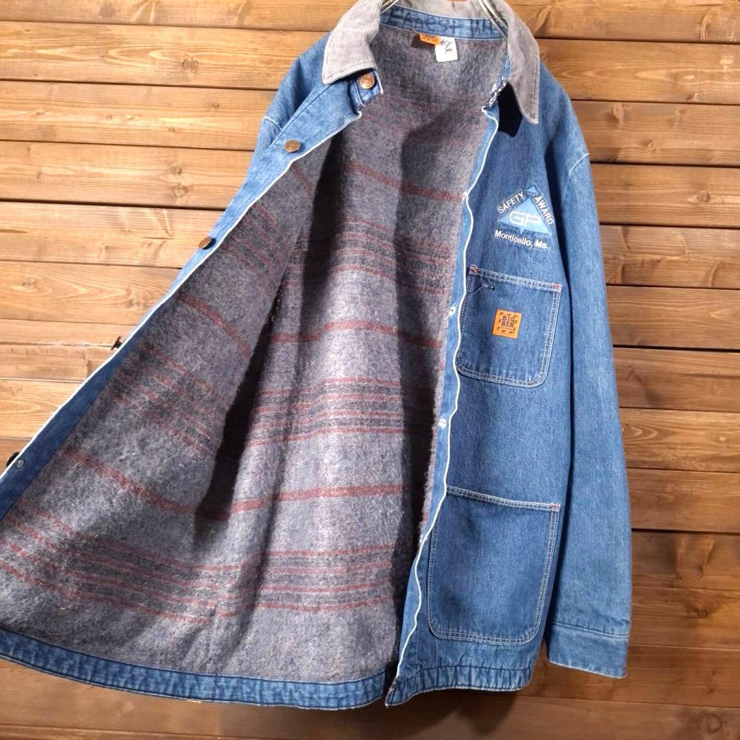 80s USA製 BIG BEN ビッグベン 企業刺繍 デニムカバーオール 48