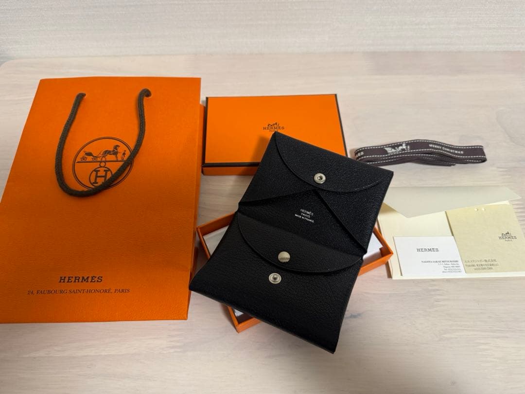 HERMES カルヴィデュオ Calvi Duo シェーブル 黒 B刻印