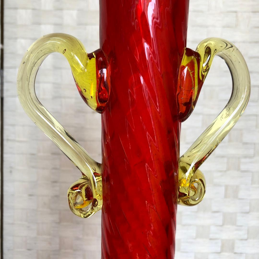 た60●豪華❗️高63cmツイスト 琉球ガラス花瓶