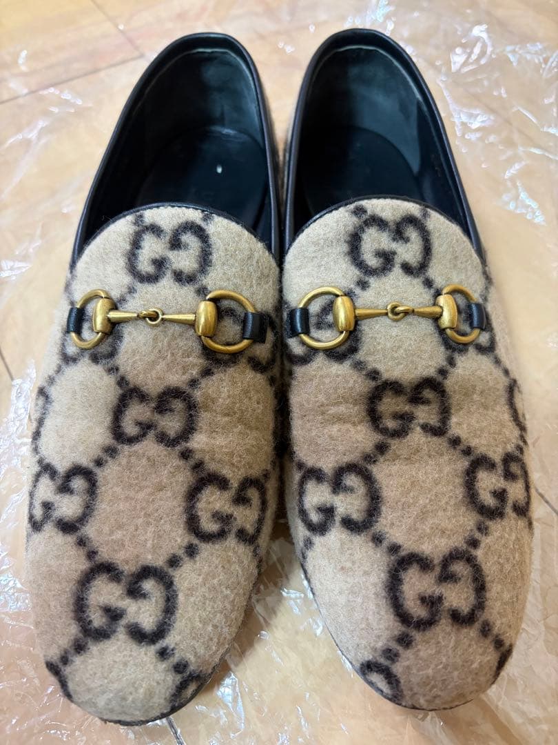 【GUCCI 】ホースビットローファー 36べージュ GGパターン　レディース