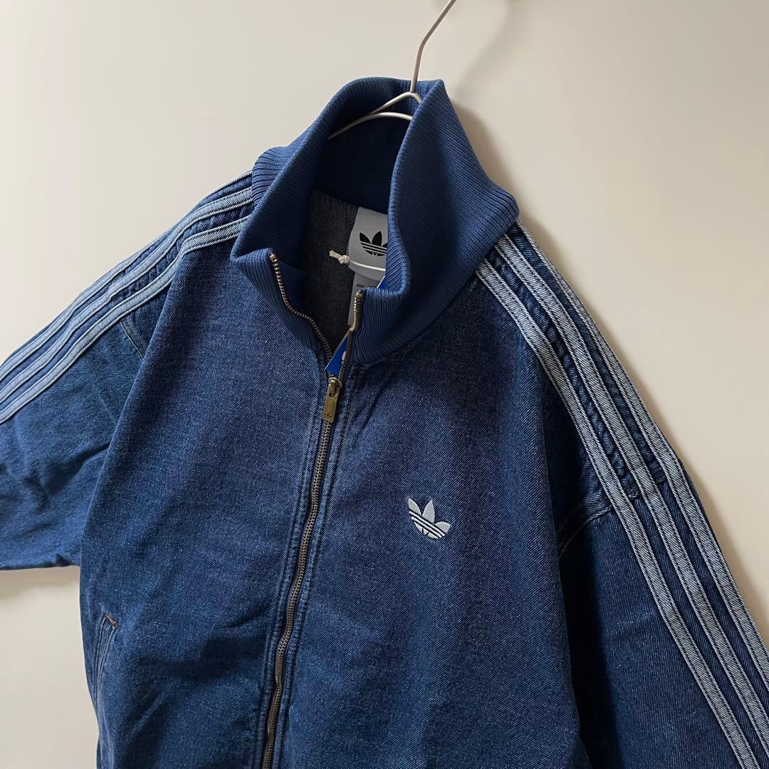 新品XS】アディダス　デニムジャケットファイヤーバードトラック インディゴブルー