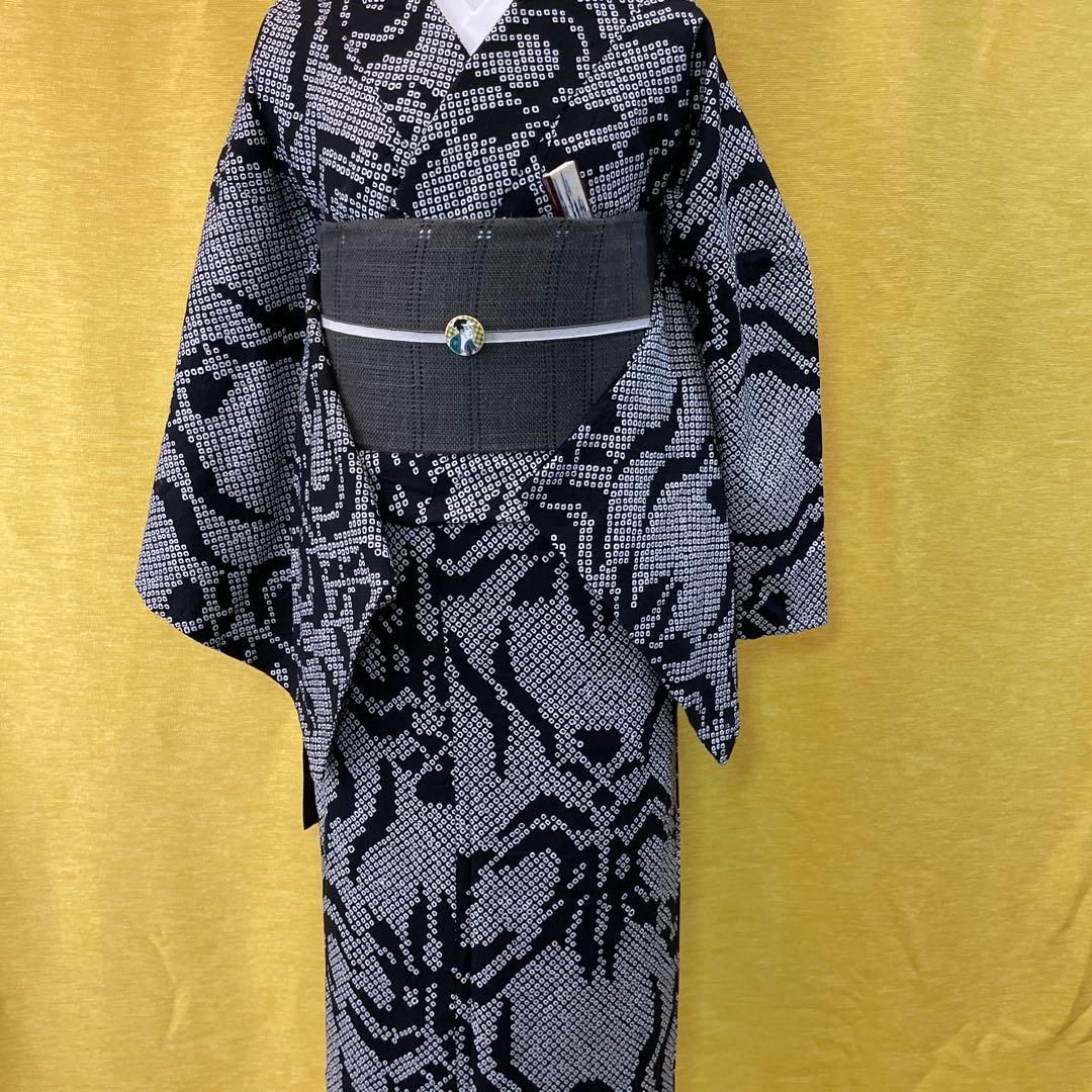 伝統工芸・有松絞り浴衣 単品 歌舞伎の隈取りの柄