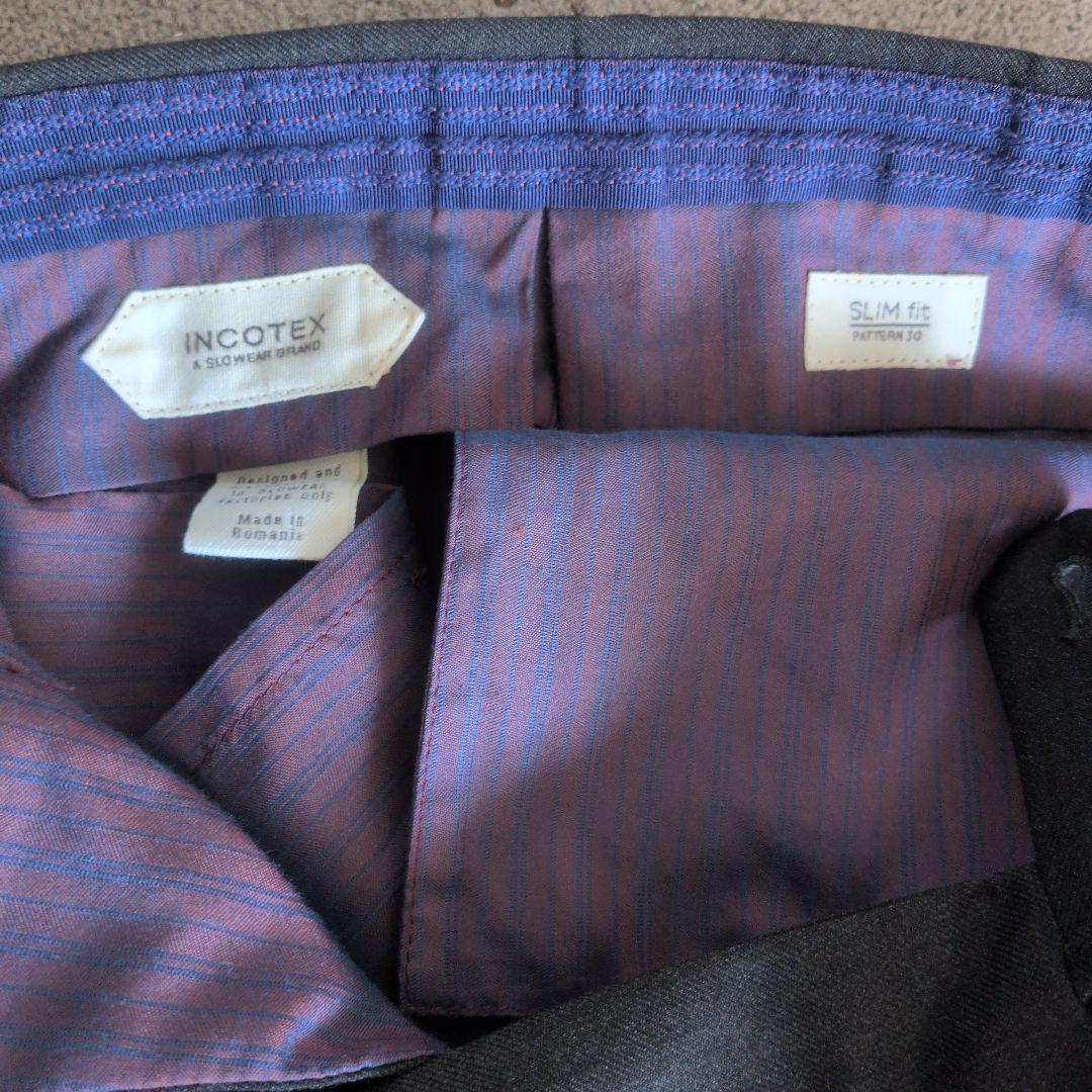 INCOTEX ダークグレー　スラックス　秋冬用