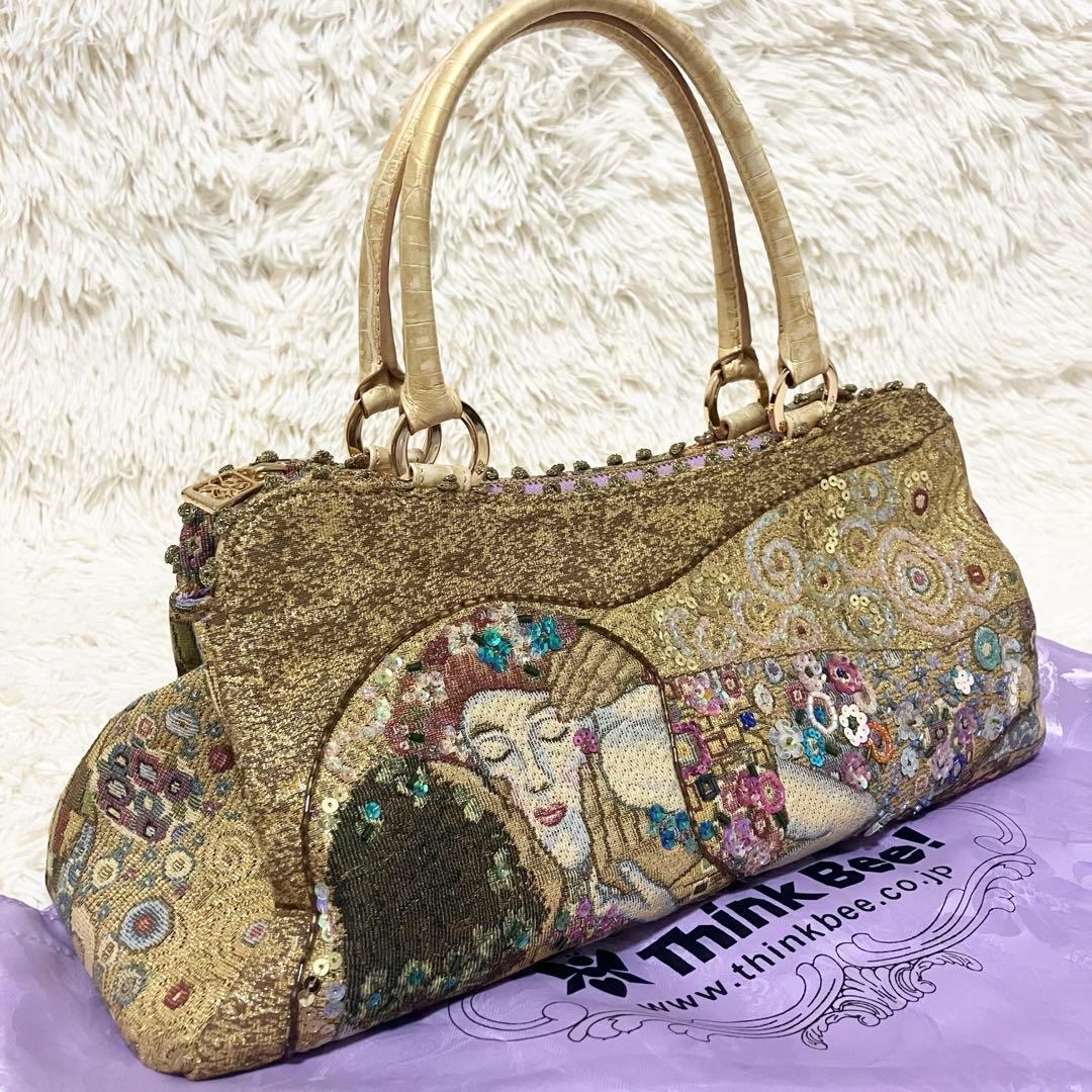 【未使用】Think beeゴールデンクリムト ハンドバック スパンコール 刺繍