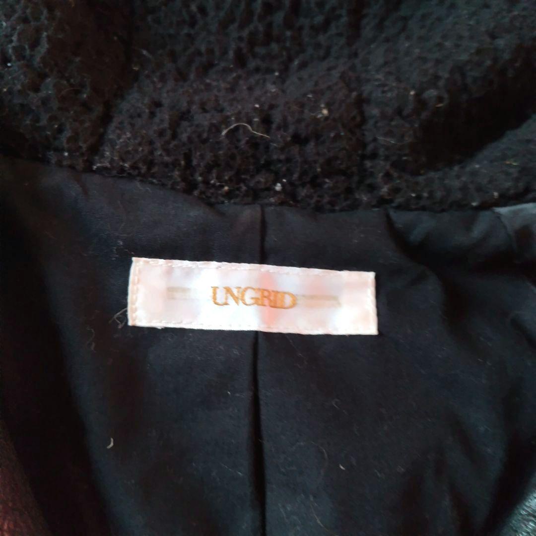 ungrid ラムレザー　フード付レザージャケット　黒ブラック　羊革