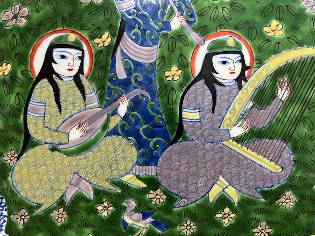 美品 陶版画　壁飾り 陶額 美人 額装 美術品 源右衛門