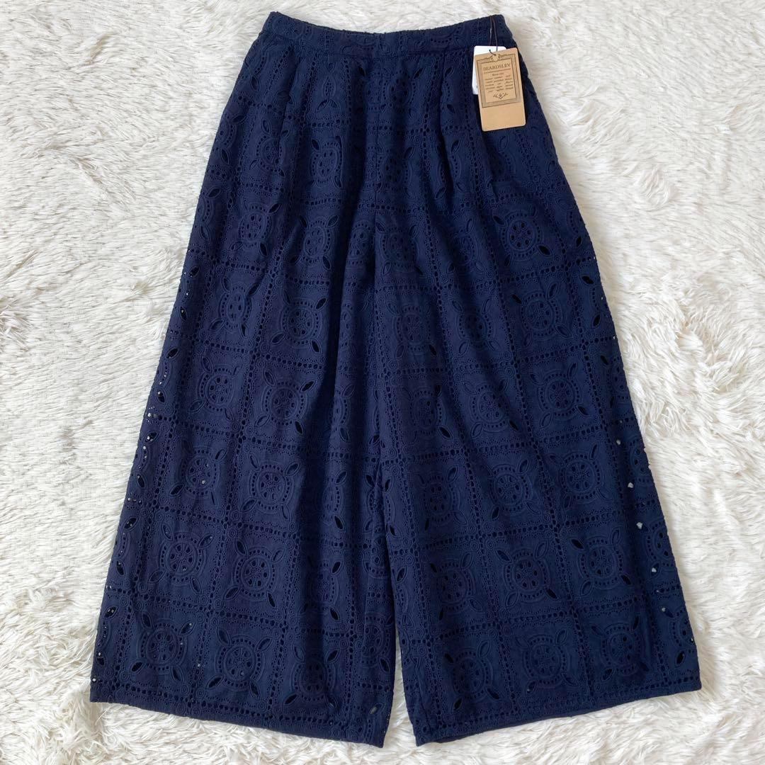 新品　ビアズリー　スクエアカットレースパンツ　ネイビー