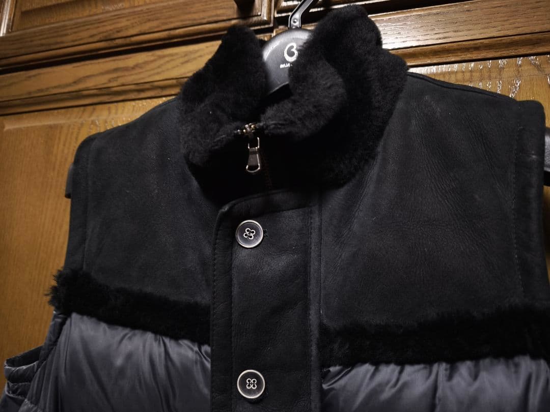 美品　EMMETI DONKEY ムートンダウンベスト　ブラック　サイズ46