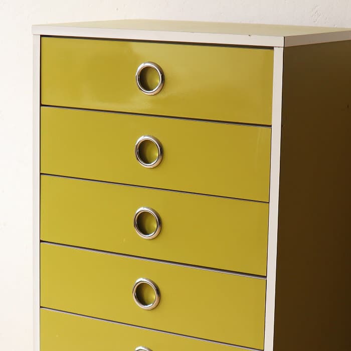 アンティーク レトロポップ 7段 チェスト 昭和レトロ スペースエイジ グリーン